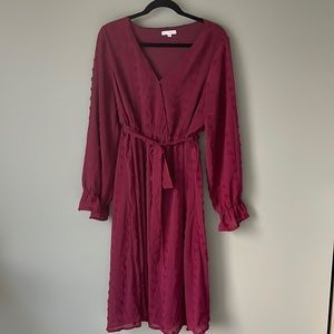 Baltic Born cranberry long sleeved midi dress